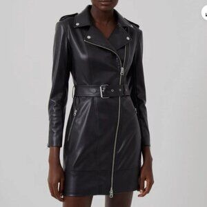 Etta Vegan Leather Belted Mini Dress